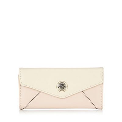 Designer pale pink colour block envelope large purse
